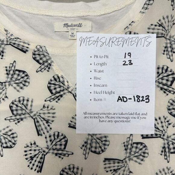 Madewell Womens Long Sleeve Silk Top Size M Semi Sheer Bows Preppy Girlcore - Picture 2 of 8